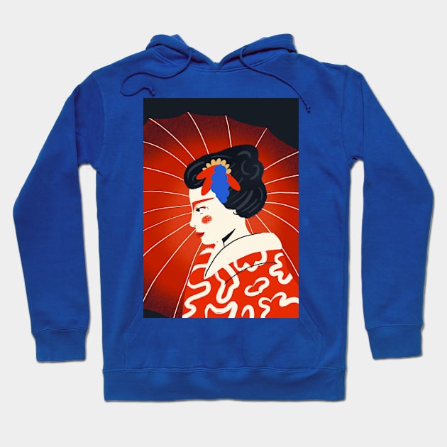 Geisha with umbrella Hoodie by London Colin